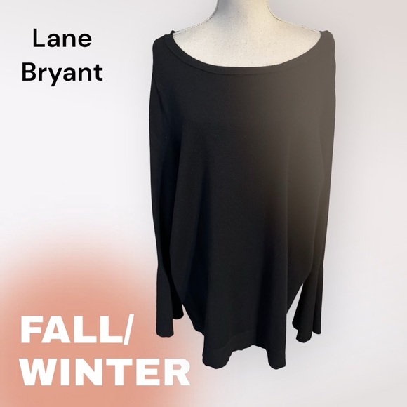 * ❤️PERFECT for FALL/WINTER LANE BRYANT BLACK SWEATER FLUTED SLEEVES 18/20 - Picture 1 of 7